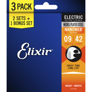 Elixir Nanoweb 3 PACK 16540 09-42 Super Light